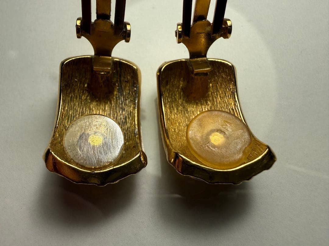 Vintage Christian Dior Trotter Clip On Gold Tone Earrings iconic monogram design
