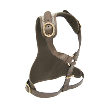 Gucci Auth GG Supreme 692964 Dog Harness PVC Leather Beige Dark Brown Used