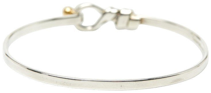 Tiffany & Co Hook & Eye Bangle Bracelet Silver 925 18K Yellow Gold Combo 16cm