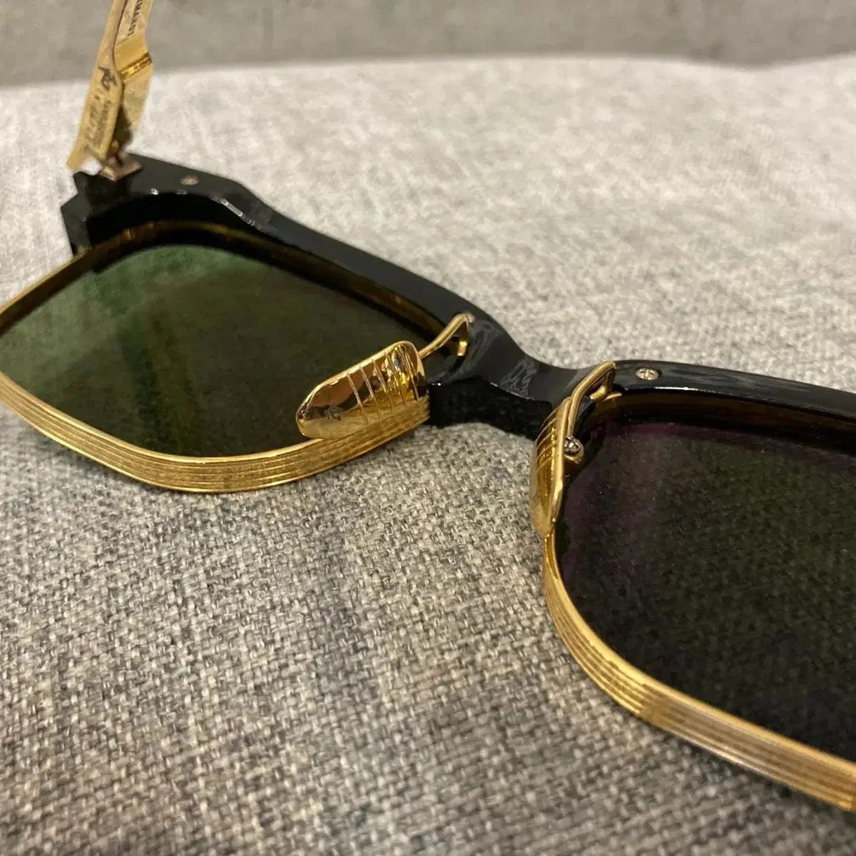 Auth Jacques Marie Mage Apache JMMAH01 Browline Sunglasses Used Gold Black Frame