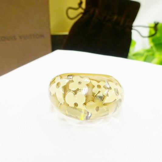 Excellent Louis Vuitton Berg Unclusion Ring Size US 5 Beige Gold Tone With Box
