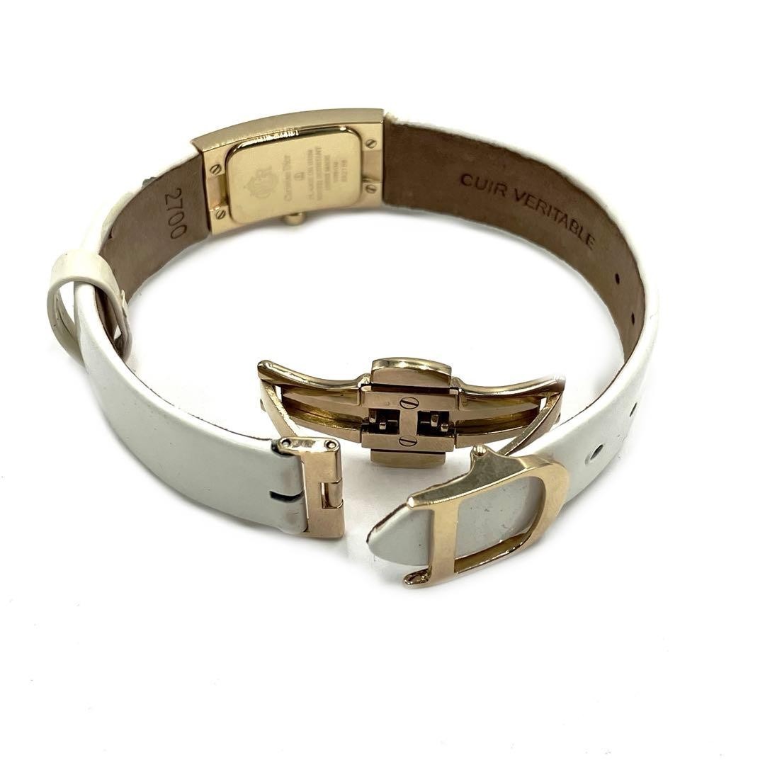 Vintage Christian Dior D102-150 Quartz Wristwatch Gold Plated White Leather Band