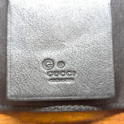 GUCCI GG Microssima 6-Key Case Wallet Black Embossed Leather W6.6cm Used Auth
