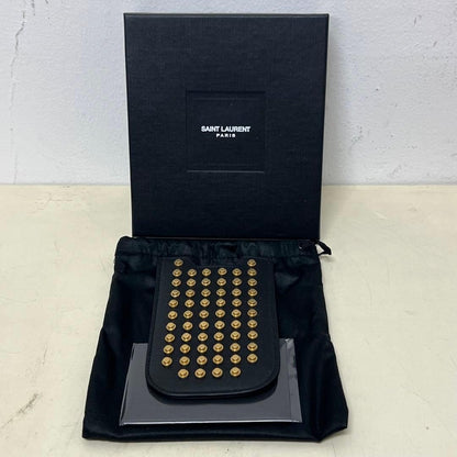 Rare Saint Laurent Studded Black Leather Card Case Hedi Slimane era