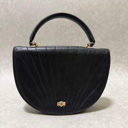 Tiffany & Co Half Moon Black Quilted Leather Handbag Top Handle Gold Hardware