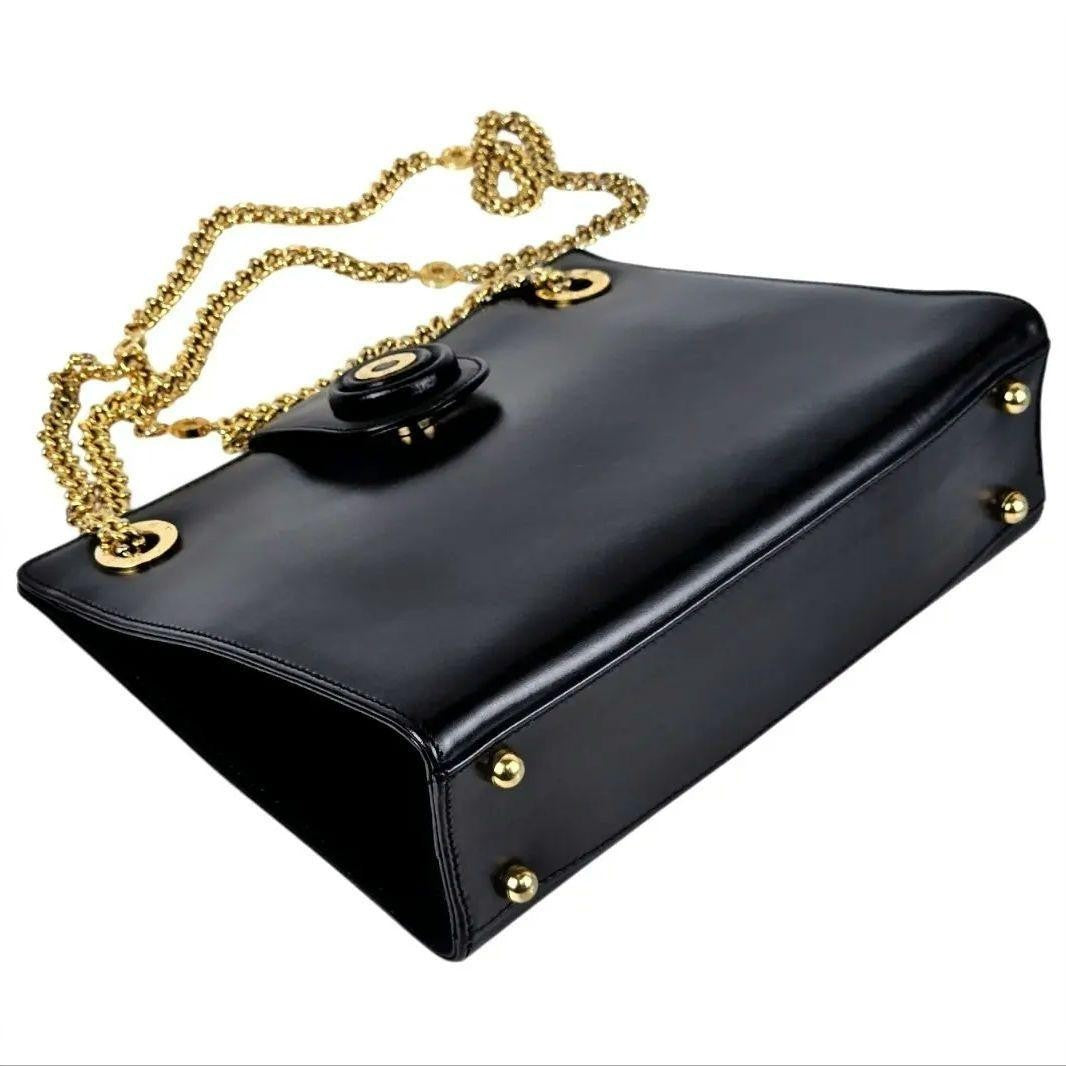 Tiffany & Co Circle Logo Chain Shoulder Bag Leather Gold Hardware Excellent