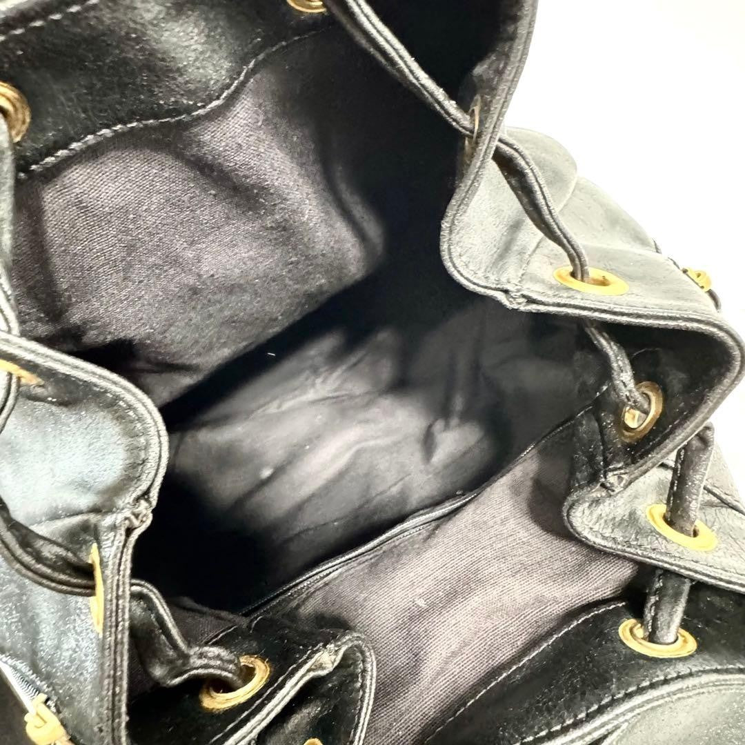 Vintage GIANNI VERSACE Medusa Black Leather Backpack Excellemt