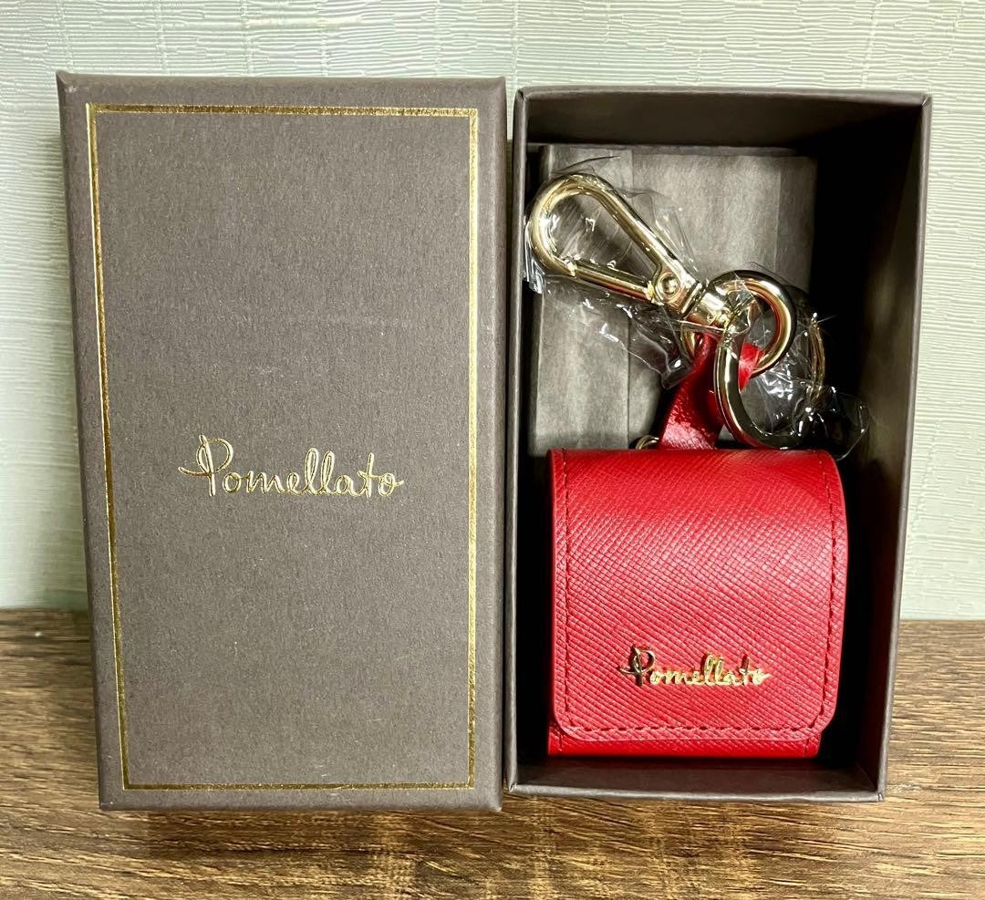 Pomellato Red Leather Keychain AirPods Case Holder