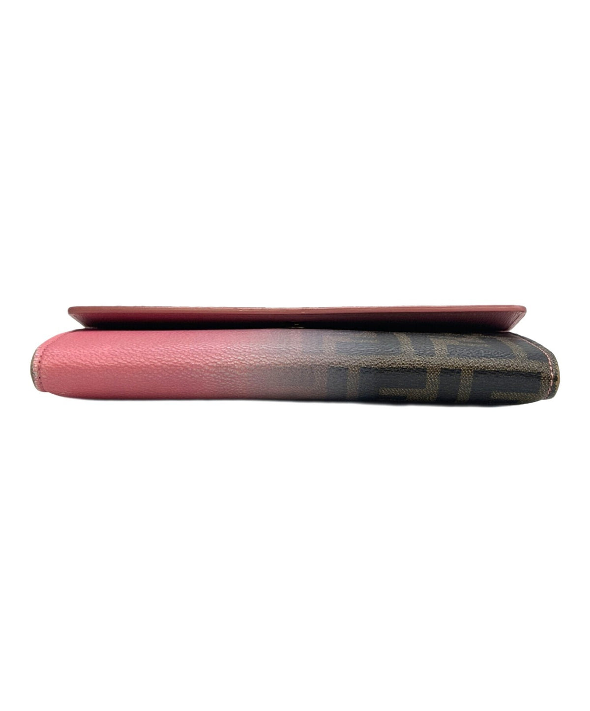 FENDI Zucca Long Wallet Trifold Pink Brown Gradient PVC Canvas Leather Women