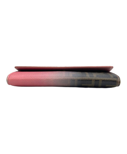 FENDI Zucca Long Wallet Trifold Pink Brown Gradient PVC Canvas Leather Women