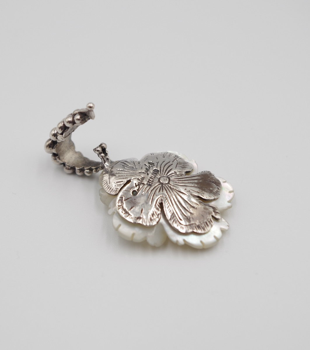 Stephen Dweck Mother of Pearl Sterling Silver 925 Flower Pendant Top Charm