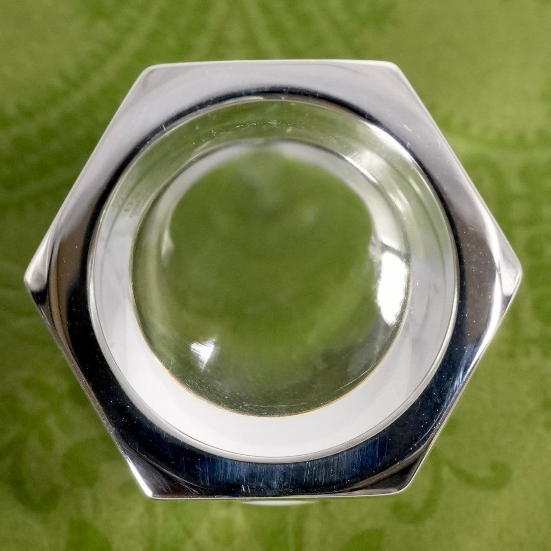 GUCCI Hexagon Trademark Logo Nut Ring Silver 925 Size 60 US 9.25 Used Rare