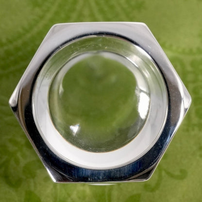 GUCCI Hexagon Trademark Logo Nut Ring Silver 925 Size 60 US 9.25 Used Rare