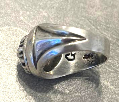 A&G Sterling Silver 925 Flower Concho Pattern Ring Size US 10-10.5 Used VTG