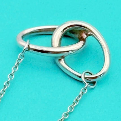 Tiffany & Co Sterling Silver 925 Double Loop Necklace 40cm 15.7in Elsa Peretti