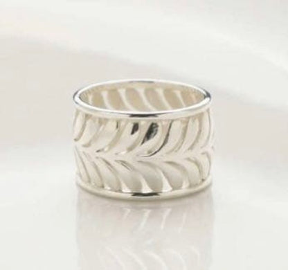 Tiffany & Co Silver 925 Paloma Picasso Villa Palm Leaf Wide Ring Size US 5.75