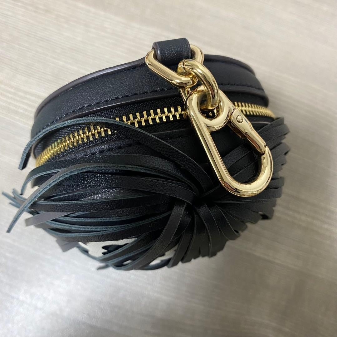 Kate Spade New York Shaggy 3D Dog Coin Purse Black Leather Gold Hardware Limited