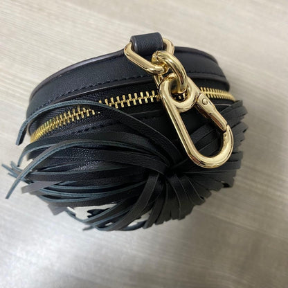 Kate Spade New York Shaggy 3D Dog Coin Purse Black Leather Gold Hardware Limited