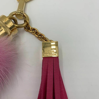 Louis Vuitton Authentic Foxy Pompom Fox Fur Bag Charm Pink 46 cm 18.1" Used