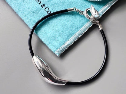 Tiffany & Co Sterling Silver & Rubber Frank Gehry Fish Bracelet Toggle Excellent