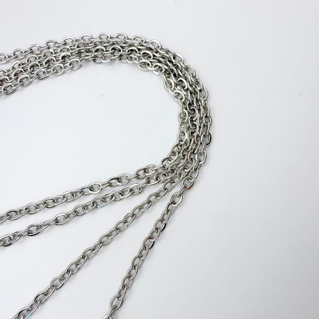 Yves Saint Laurent Sterling Silver 925 Square Logo Necklace L 53cm 20in Vintage