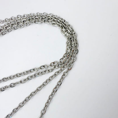 Yves Saint Laurent Sterling Silver 925 Square Logo Necklace L 53cm 20in Vintage