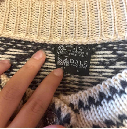 DALE OF NORWAY Vintage Nordic Wool Cardigan Sweater Silver Button Women L
