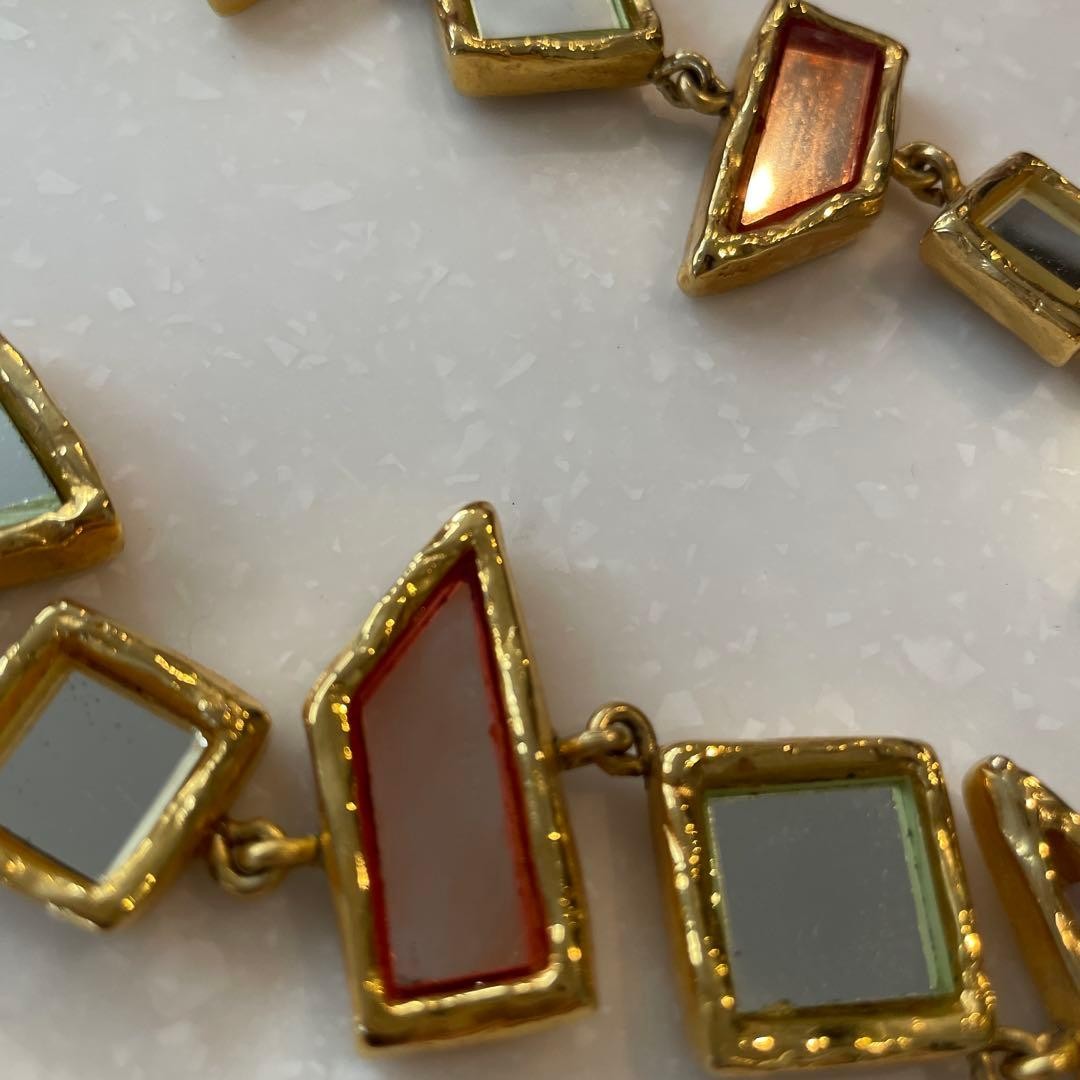 Christian Lacroix Atelier Sale Vtg Cubist Mirror Glass Collar Necklace Unsigned