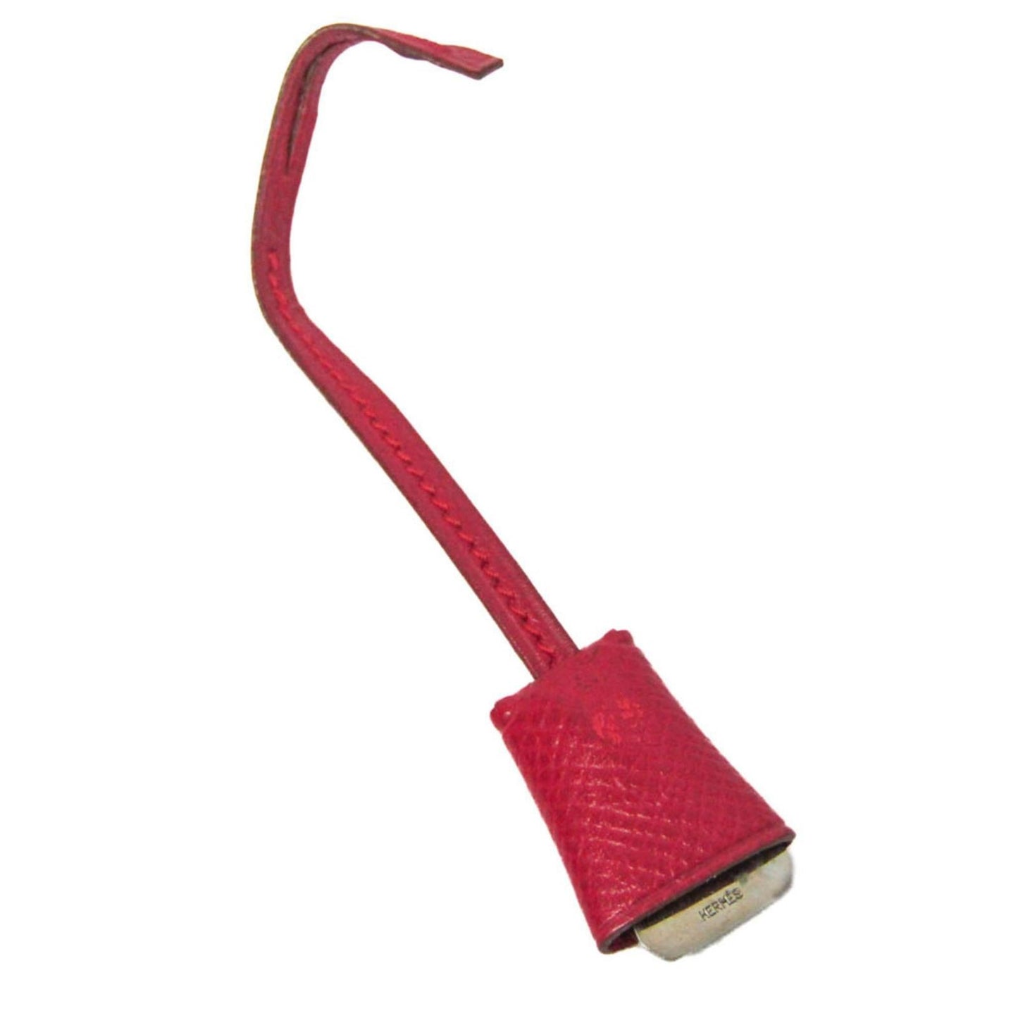 Hermes Auth Mini Clochette Bag Charm Key Holder Silver Red Epsom Metal 13.2 cm