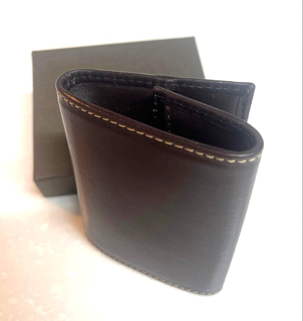 PATEK PHILIPPE Dark Brown Leather Coin Case Purse Novelty Small Wallet 8.5cm