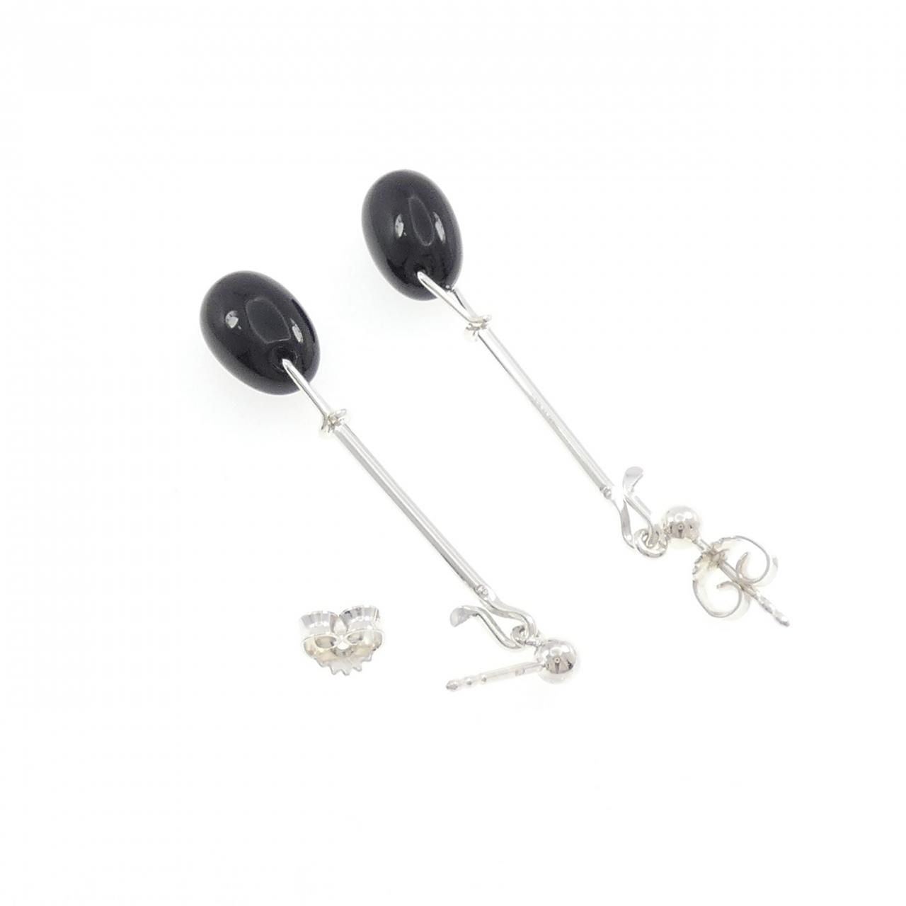 Georg Jensen Sterling Silver 925 Onyx Quartz Dew Drop Dangle Earrings