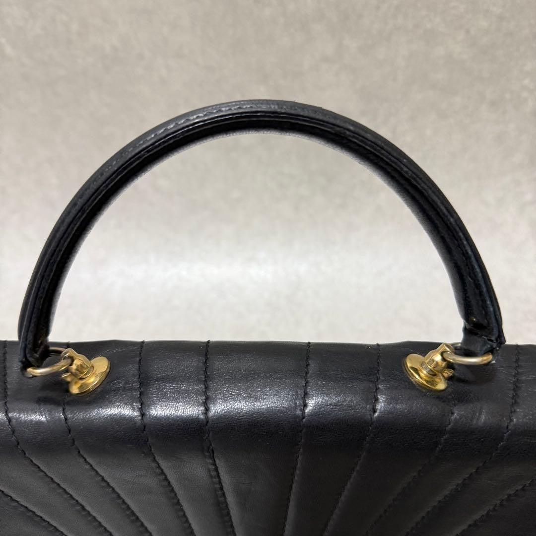 Tiffany & Co Half Moon Black Quilted Leather Handbag Top Handle Gold Hardware