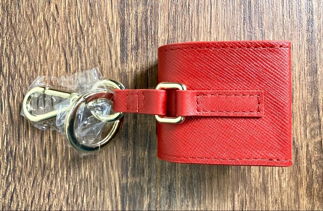 Pomellato Red Leather Keychain AirPods Case Holder