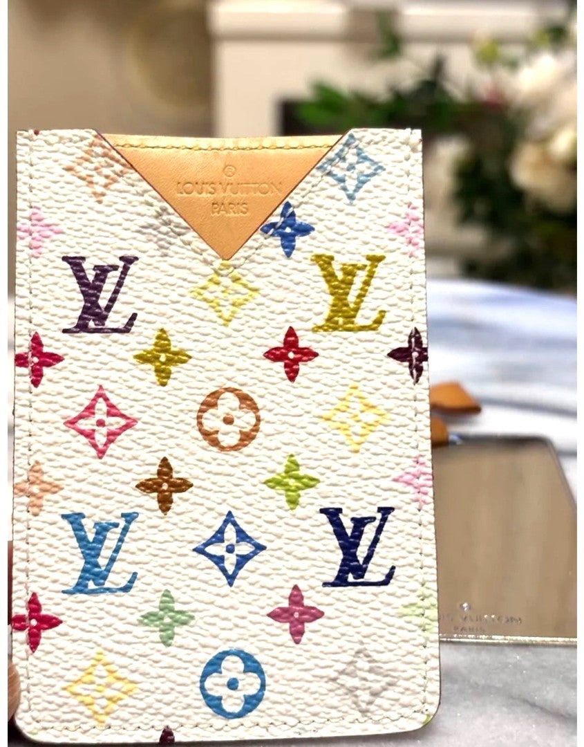 Louis Vuitton Multicolor Etui Miroir Mirror Case M92651 White Canvas 6.5x9.5cm