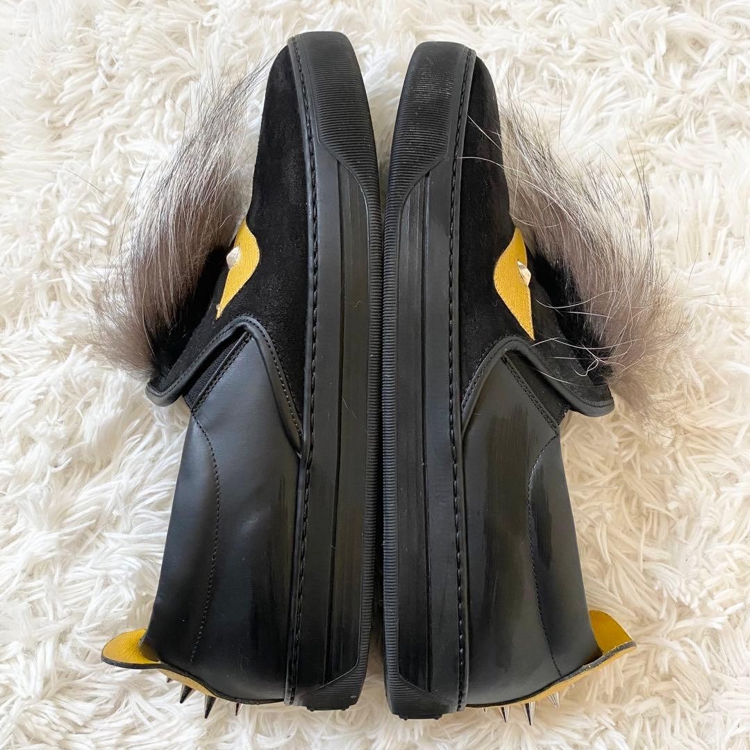 Fendi Monster Bug Eyes Black Yellow Eyes Sneakers Slip-On Size 6 Men Used