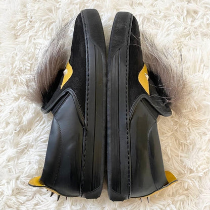 Fendi Monster Bug Eyes Black Yellow Eyes Sneakers Slip-On Size 6 Men Used