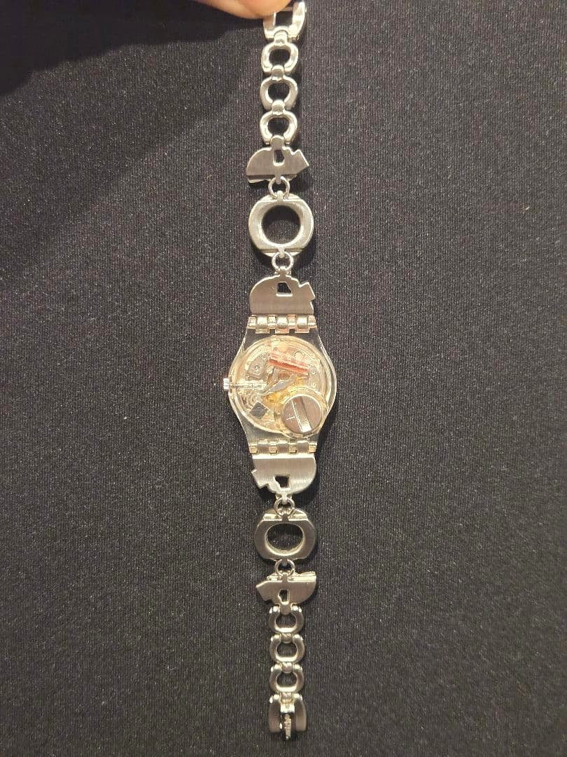 Swatch Menthol Tone LK292G Ladies Watch Crystal Bracelet Silver Swiss Quartz