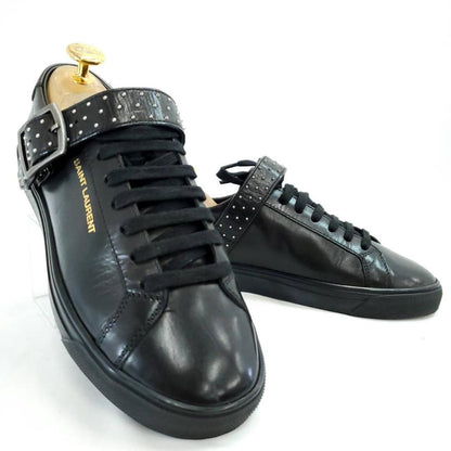 Saint Laurent Black Leather Studded Buckle Strap Sneakers EU 34 US 4.5 Unused