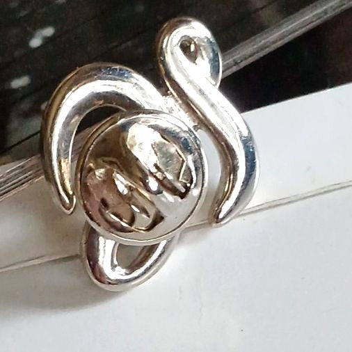 LOEWE Crystal Logo Brooch Pin Silver Tone Rhinestone L Letter Vintage Spain