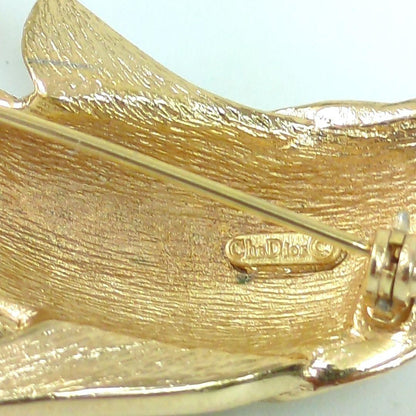 Christian Dior Rhinestone Crystal Gold Tone Koi Fish Carp Brooch From Japan