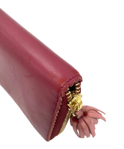 LOEWE Anagram Zip Around Long Wallet Red Nappa Leather Tassel Zipper Spain