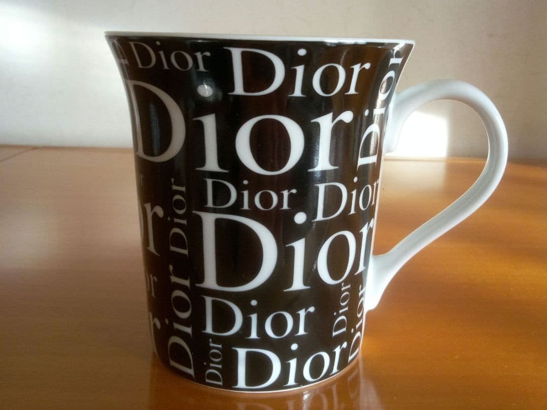 Christian Dior Logo White Black Mug Pair Set Of 2 Unused
