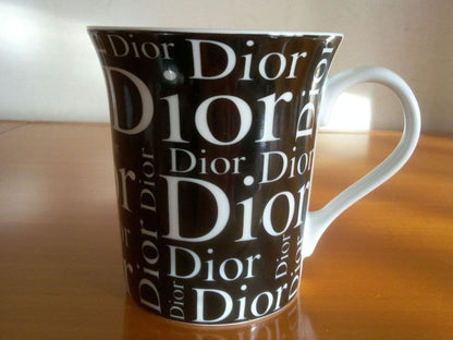 Christian Dior Logo White Black Mug Pair Set Of 2 Unused