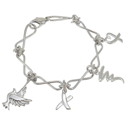 Tiffany & Co Silver 925 Paloma Picasso Loving Heart Graffiti 4 Charm Bracelet
