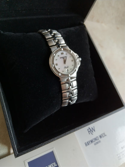 Raymond Weil 9995-PD White Mother Of Pearl Dial Quartz Watch Women Excellent