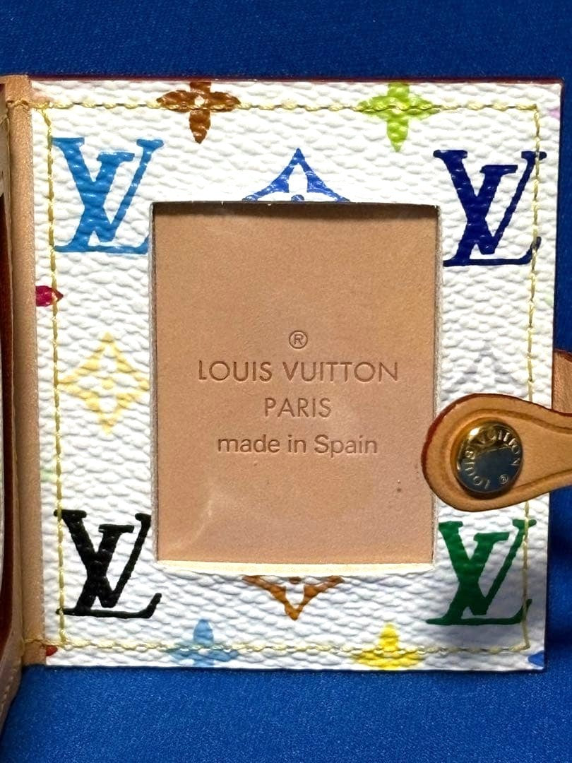 Louis Vuitton Monogram Multicolor Porto Photo 4 Volet Photo Case White 2.6" Used