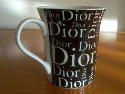 Christian Dior Logo White Black Mug Pair Set Of 2 Unused