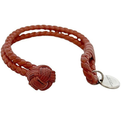 Bottega Veneta Authentic Intrecciato Red Leather Bracelet 15.5 cm 6.1" Silver