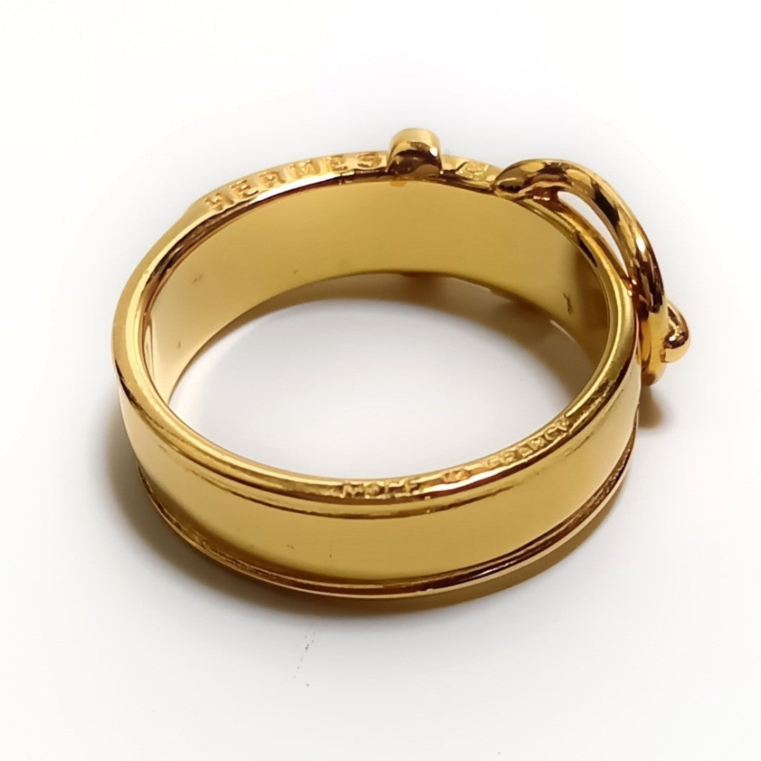 Hermes Authentic Santuaire Scarf Ring Gold 23mm 0.91" France With Box Used Gold