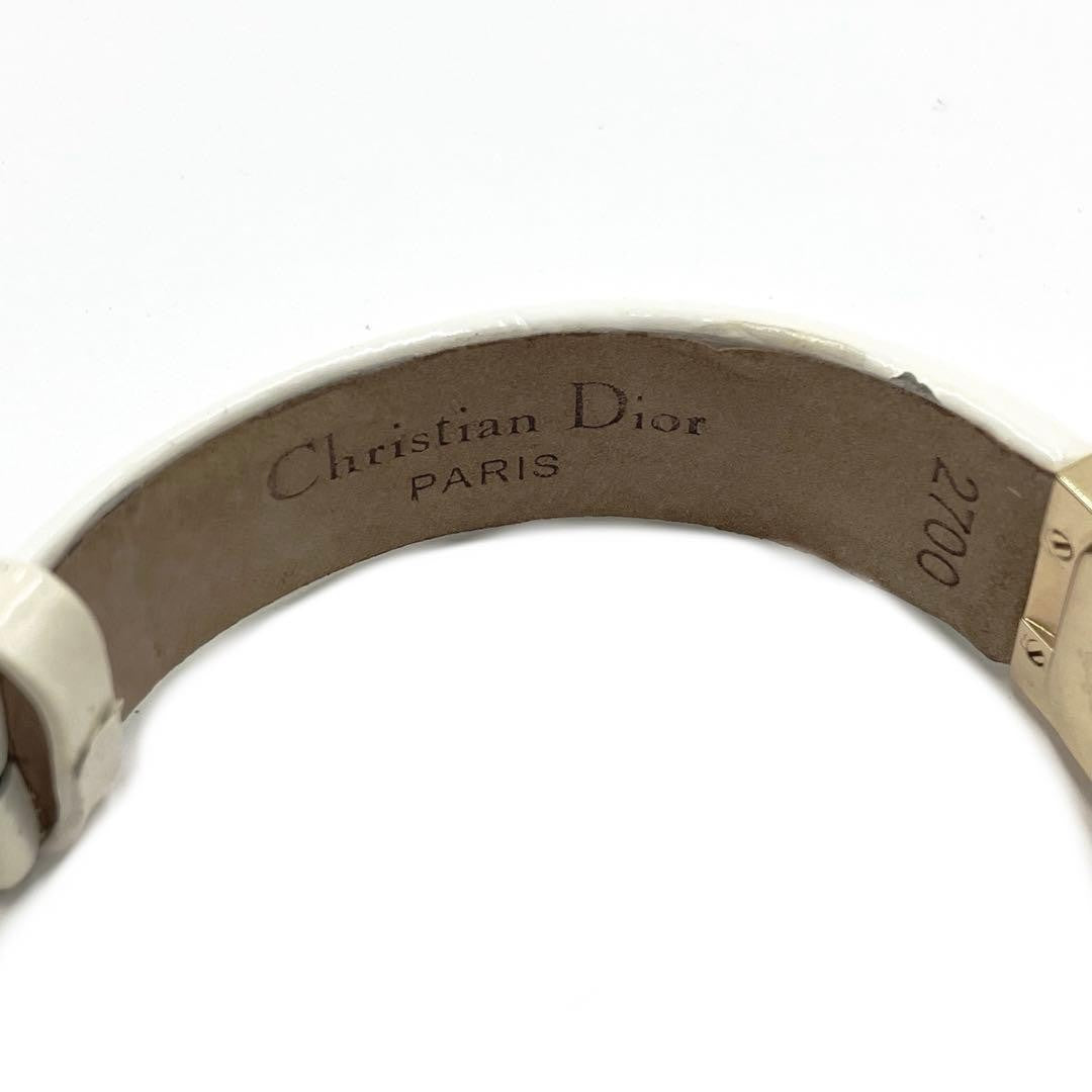 Vintage Christian Dior D102-150 Quartz Wristwatch Gold Plated White Leather Band